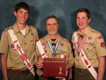 Jeff poses with the Lodge Chief and Immediate Past Lodge Chief